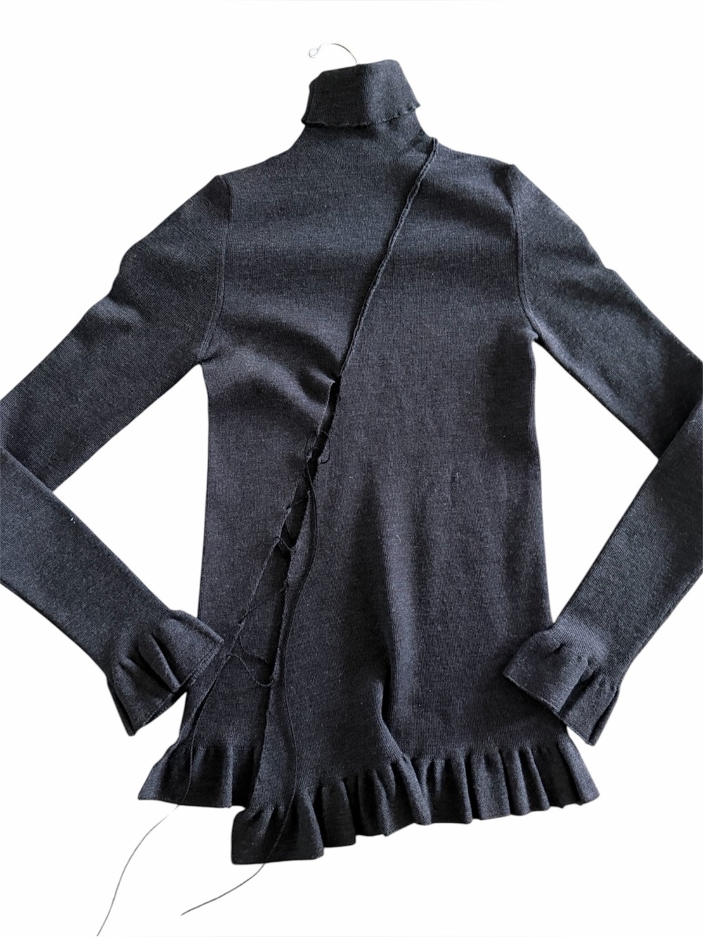 JEAN PAUL GAULTIER Grey Wool Turtleneck Sweater Knit Long Sleeve Women’s S - Picture 2 of 9